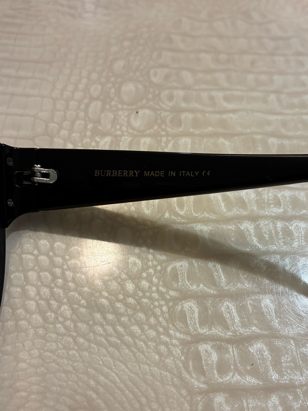 Burberry Black Shield Sunglasses with Signature Striped Temples - Picture 7 of 13
